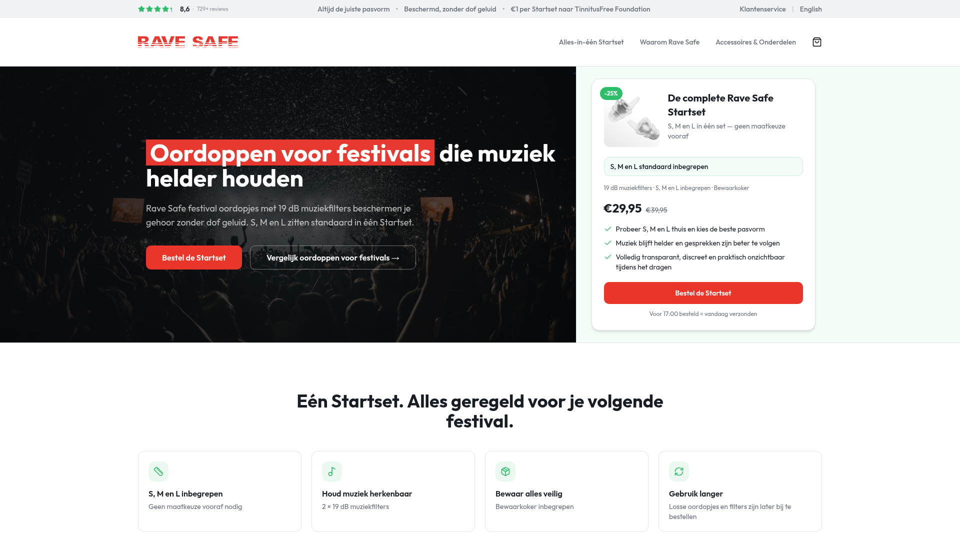 Screenshot van ravesafe.nl