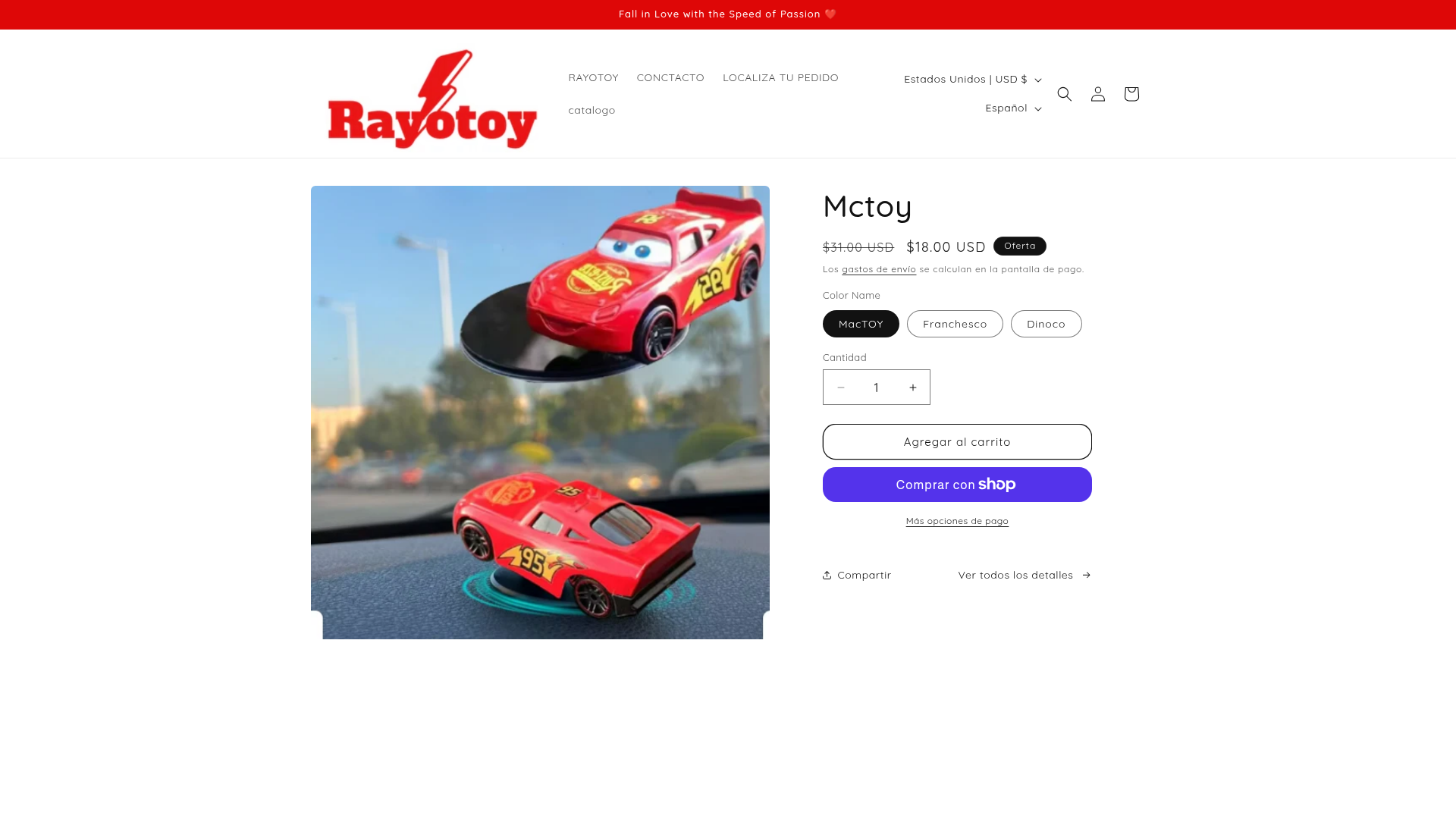 Screenshot van rayotoycar.com