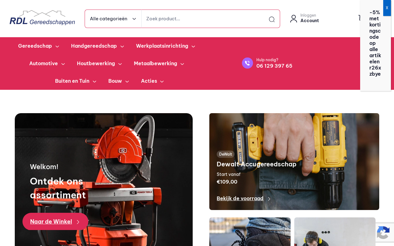 Screenshot van rdlgereedschappen.nl