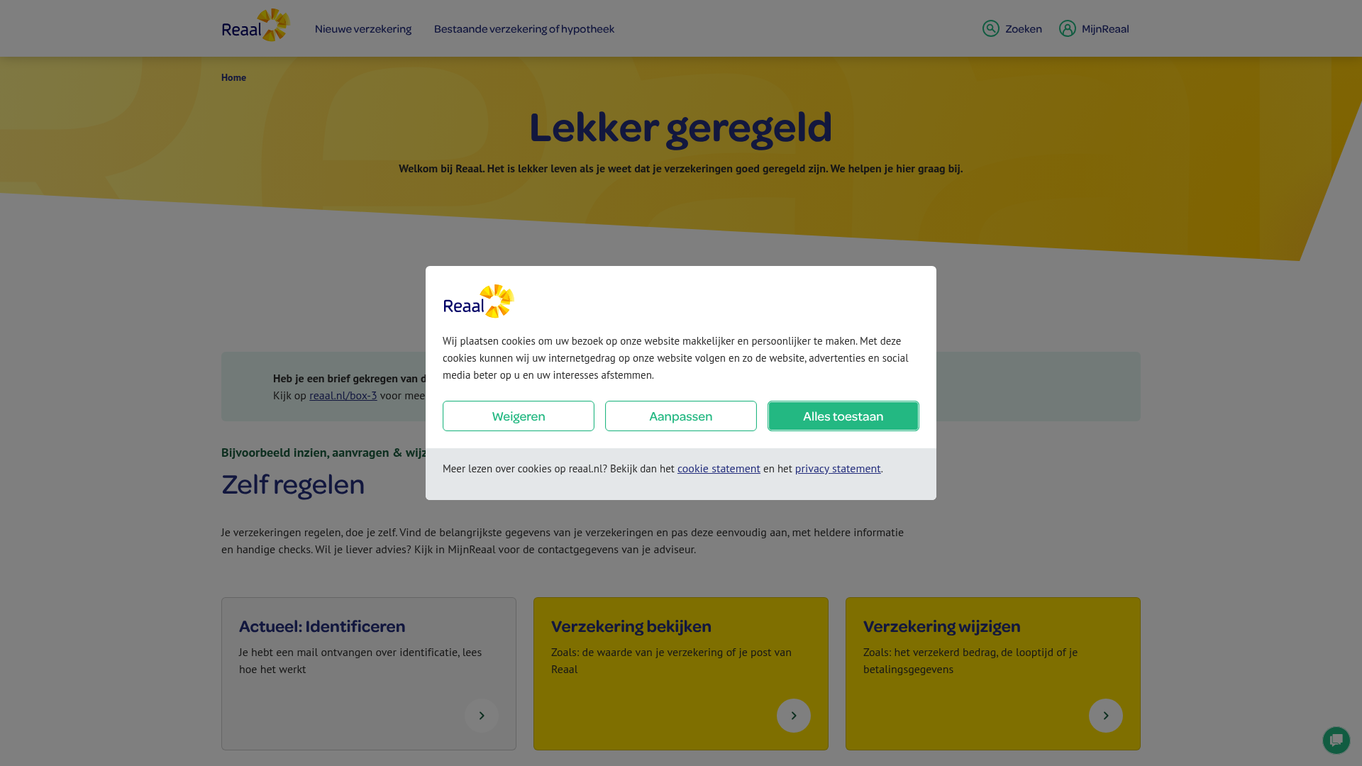 Screenshot van reaal.nl