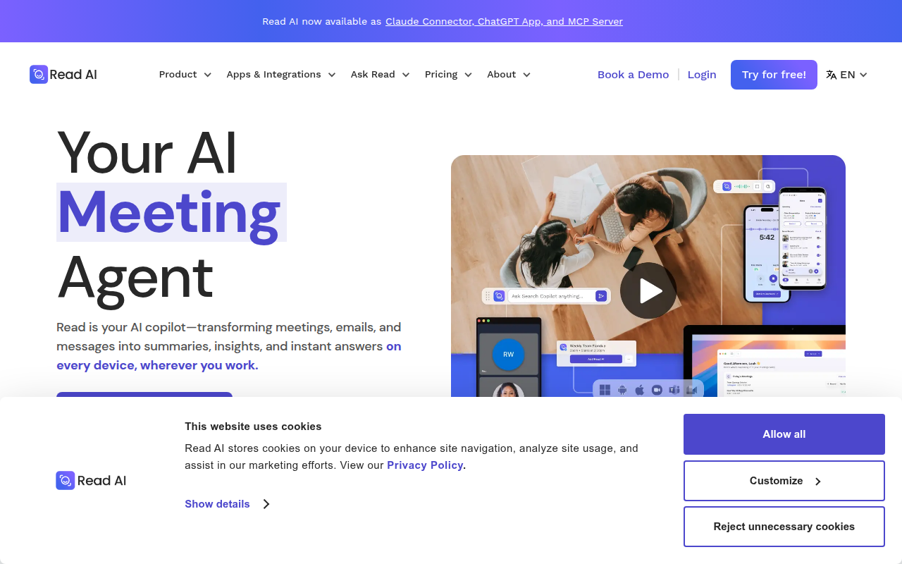 Screenshot van read.ai