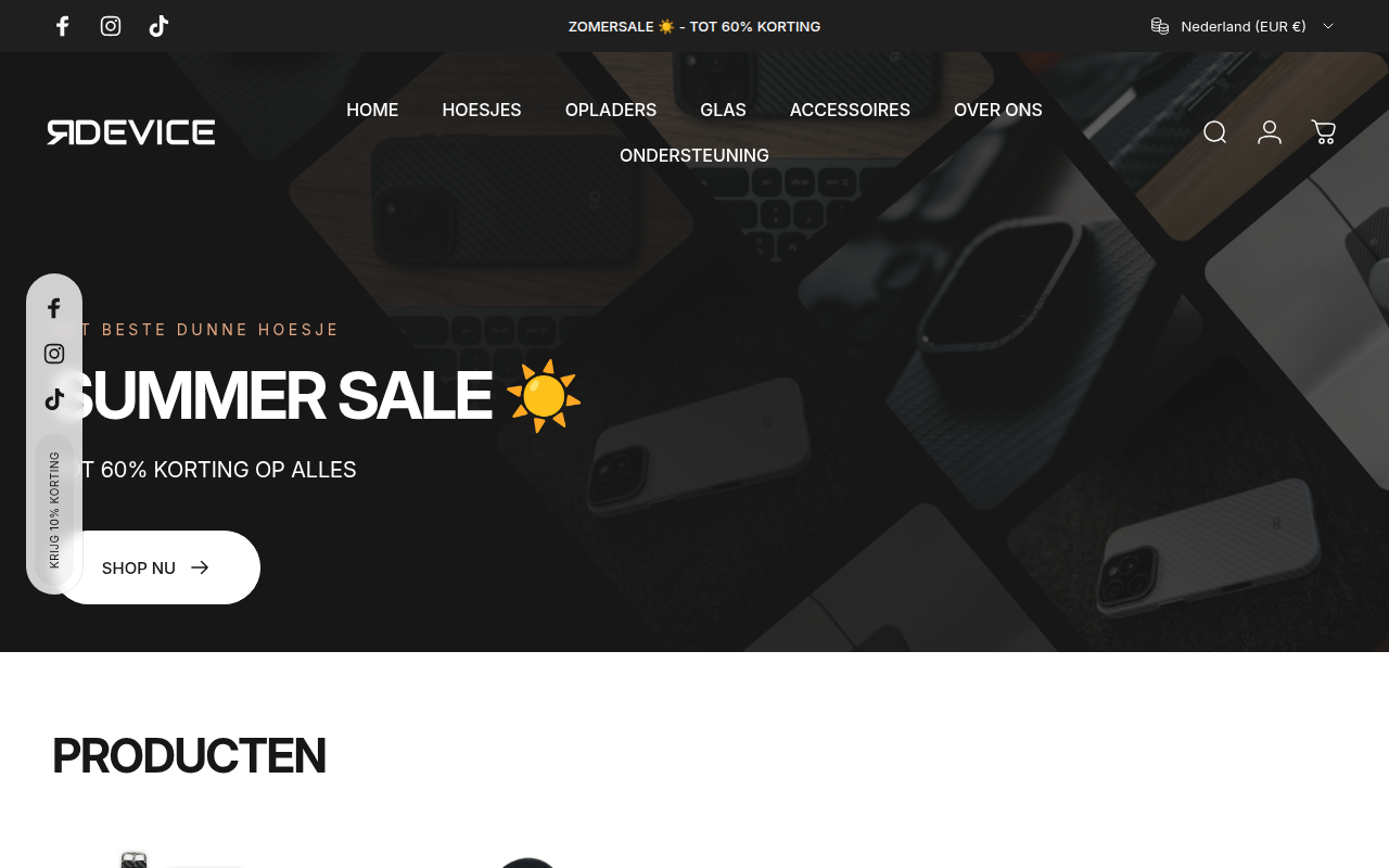 Screenshot van reborndevice.nl