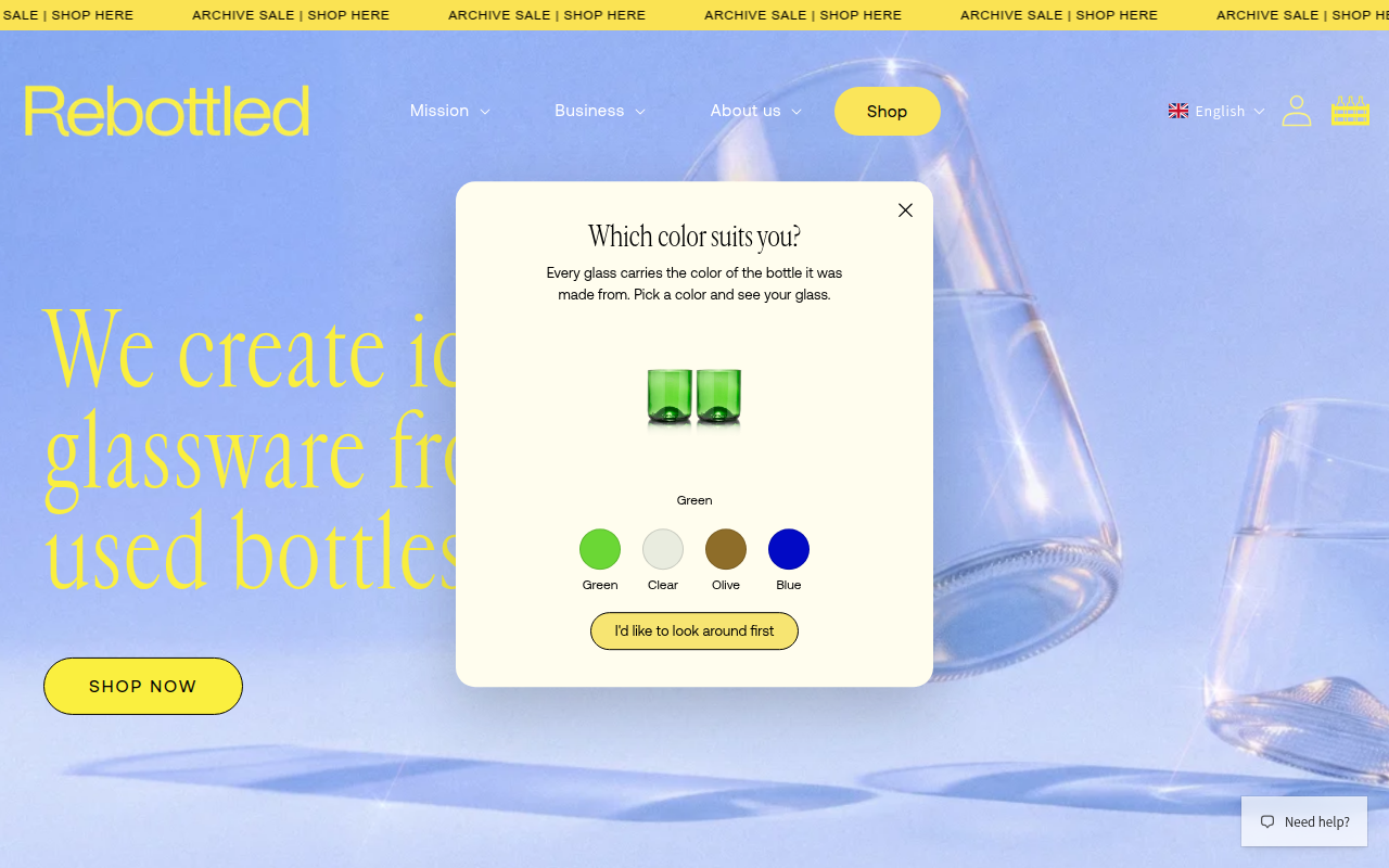 Screenshot van rebottled.com