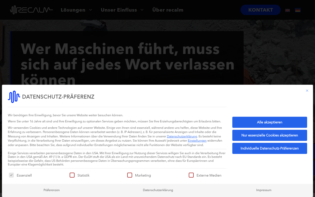 Screenshot van recalm.com