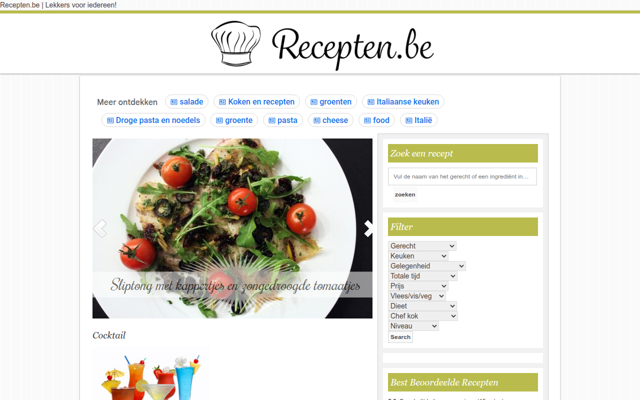 Screenshot van recepten.be