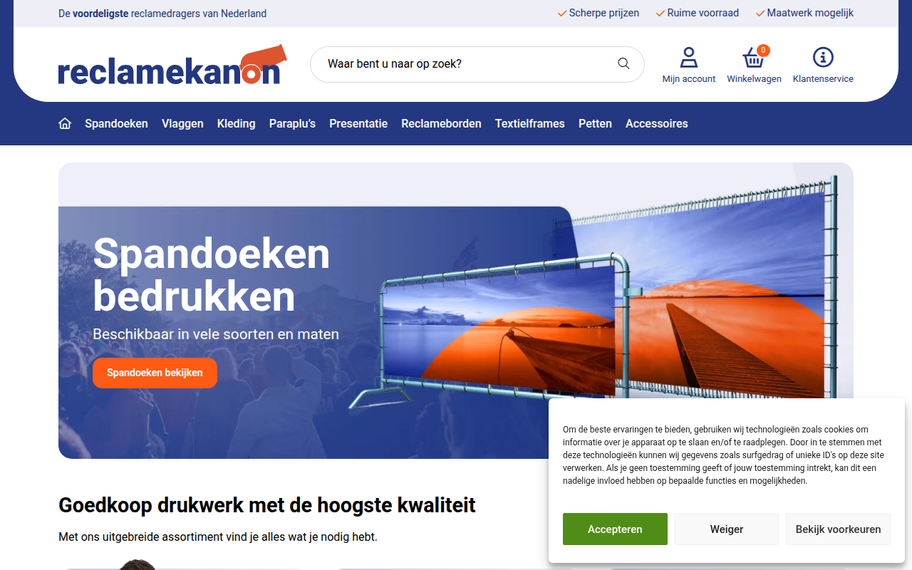 Screenshot van reclamekanon.nl