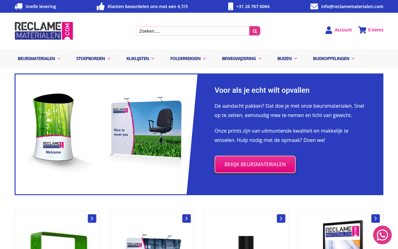Screenshot van reclamematerialen.com