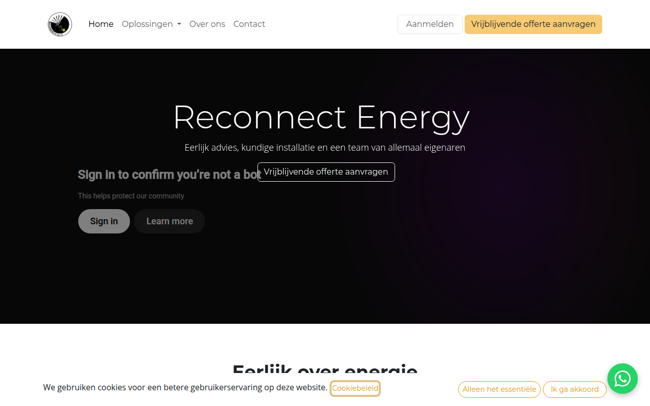 Screenshot van reconnectenergy.nl