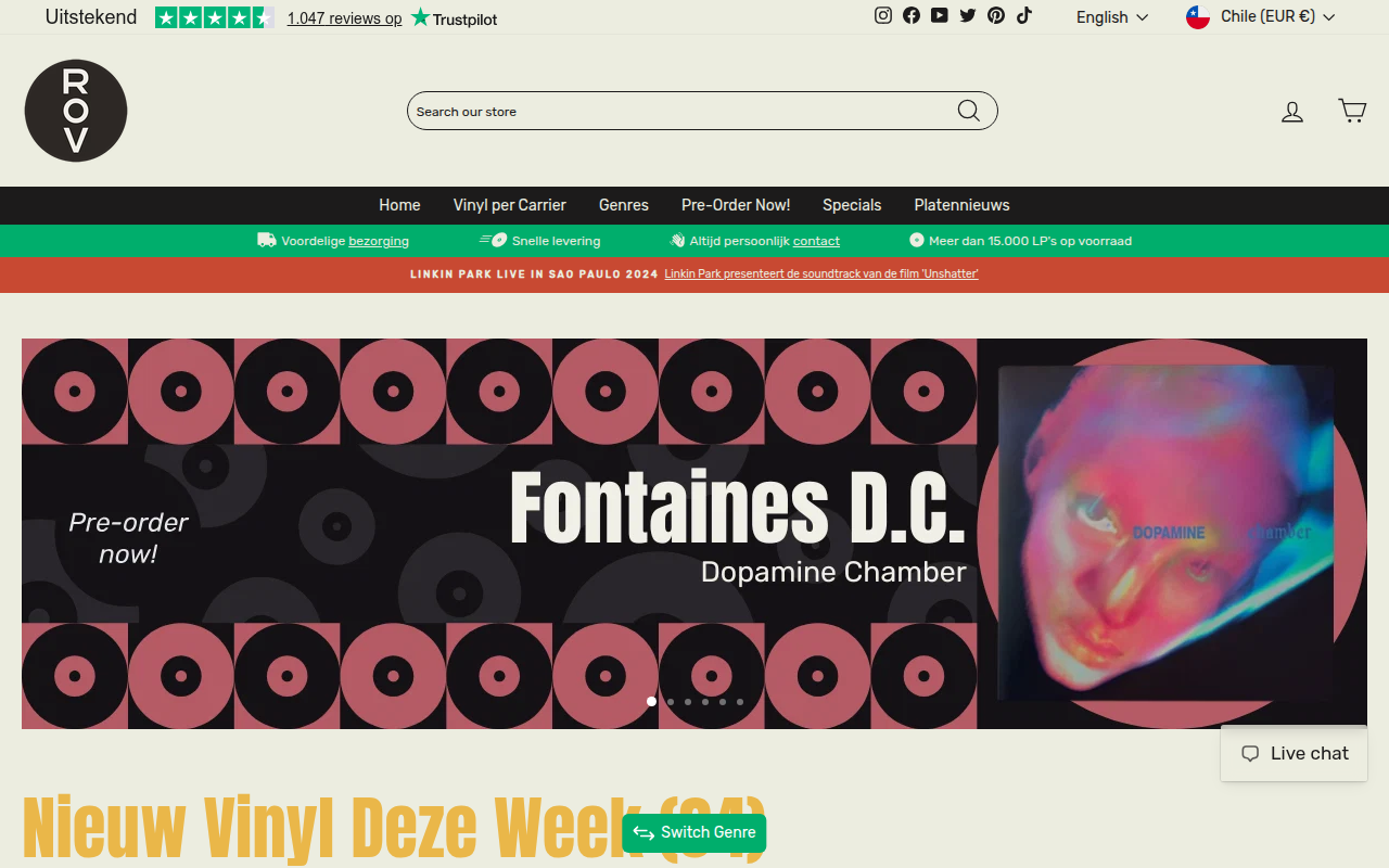 Screenshot van recordsonvinyl.nl