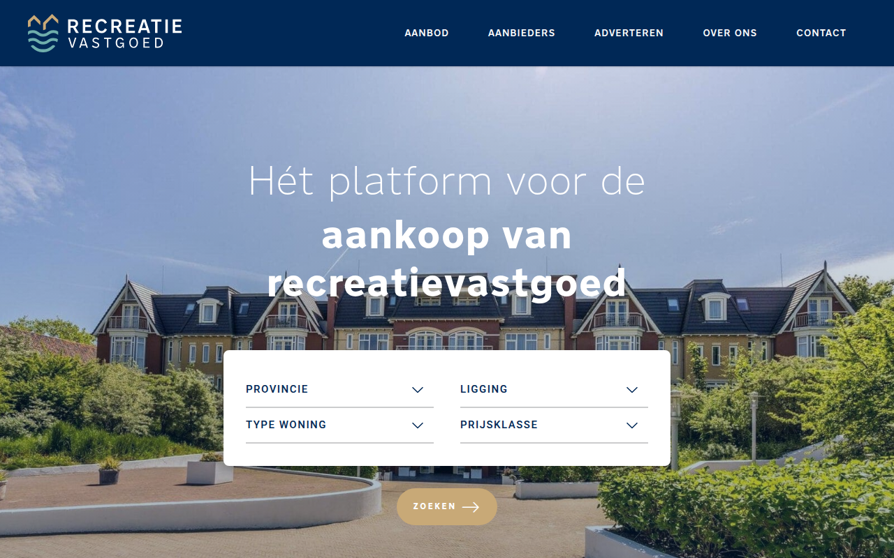Screenshot van recreatievastgoed.nl