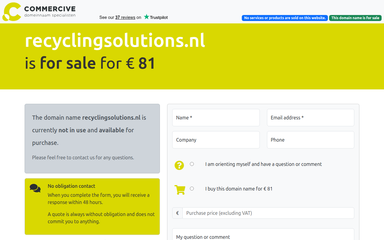 Screenshot van recyclingsolutions.nl