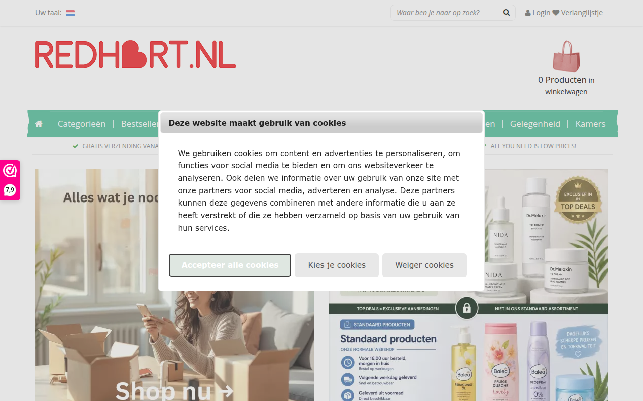 Screenshot van redhart.nl