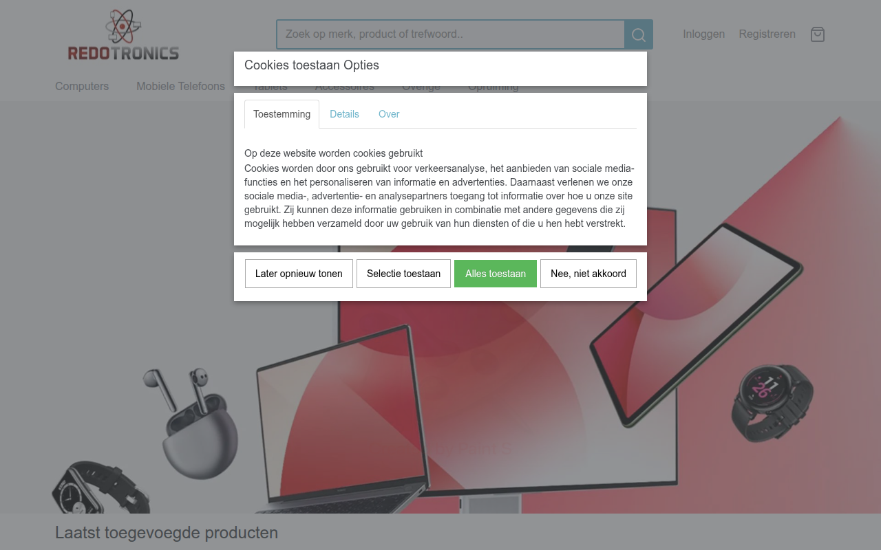 Screenshot van redotronics.nl