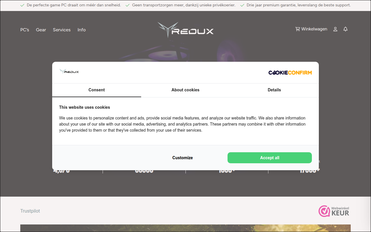 Screenshot van reduxgaming.nl