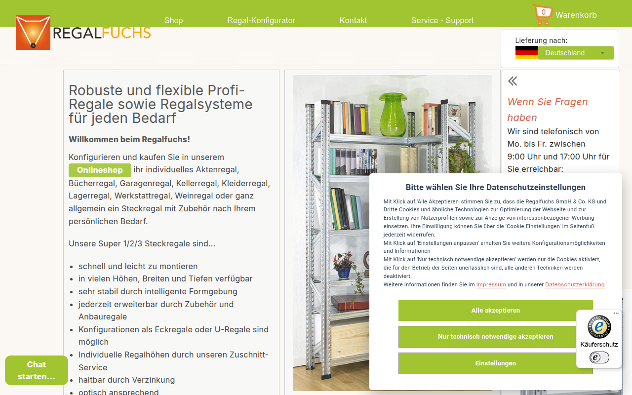 Screenshot van regalfuchs.de