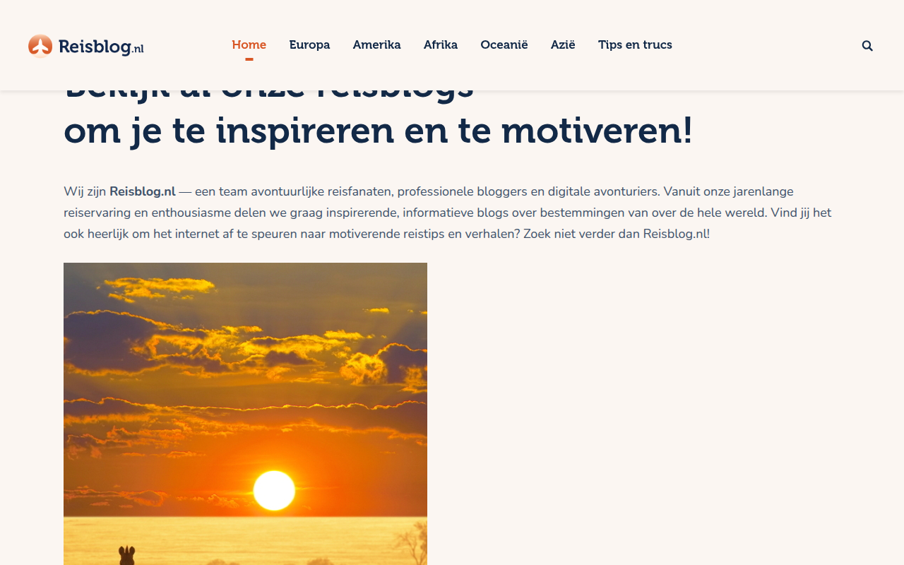 Screenshot van reisblog.nl
