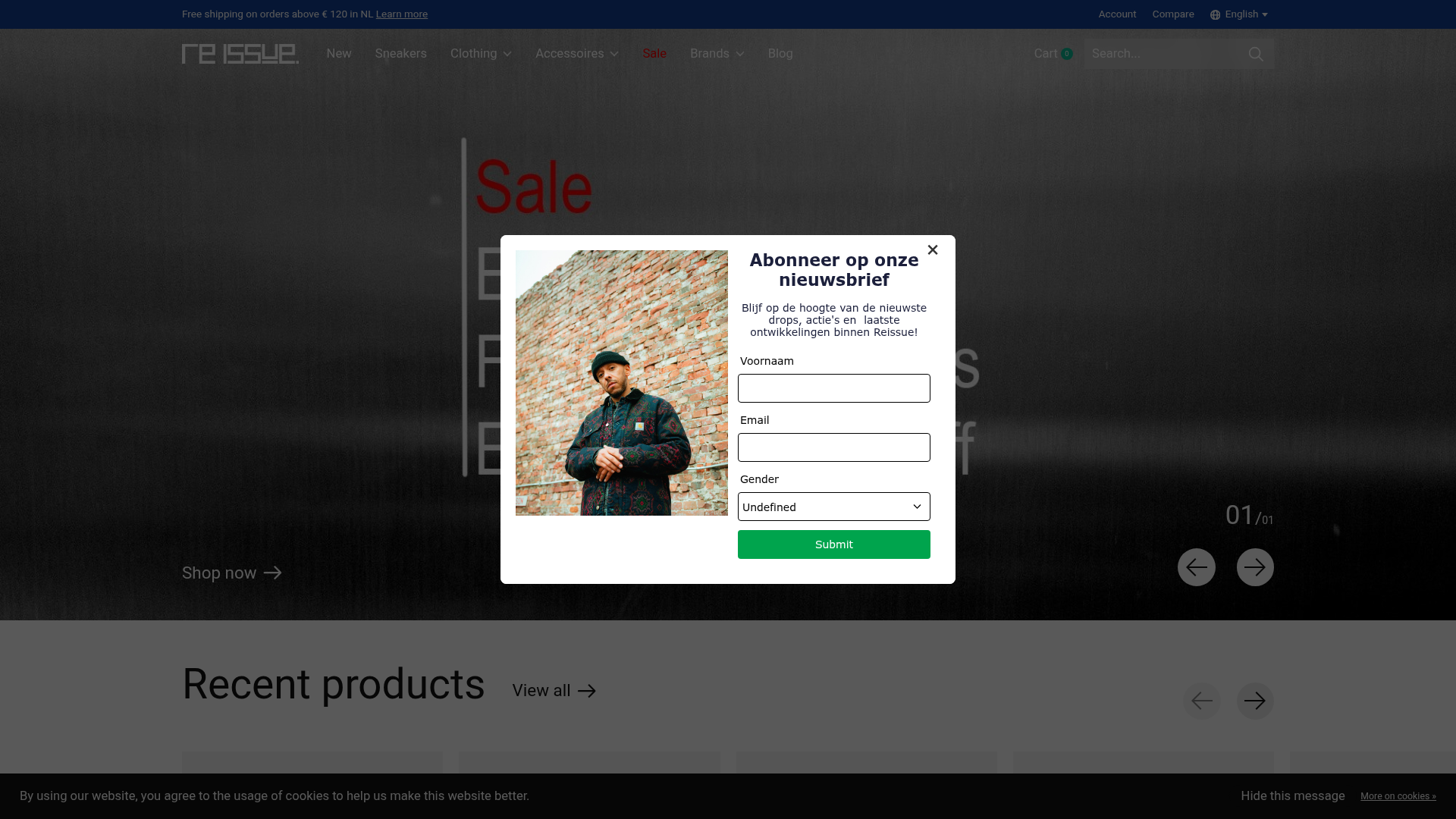 Screenshot van reissue.nl