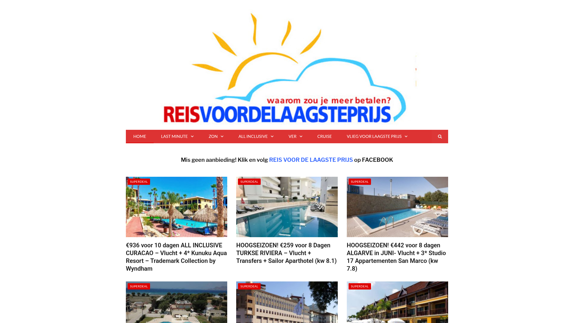 Screenshot van reisvoordelaagsteprijs.nl