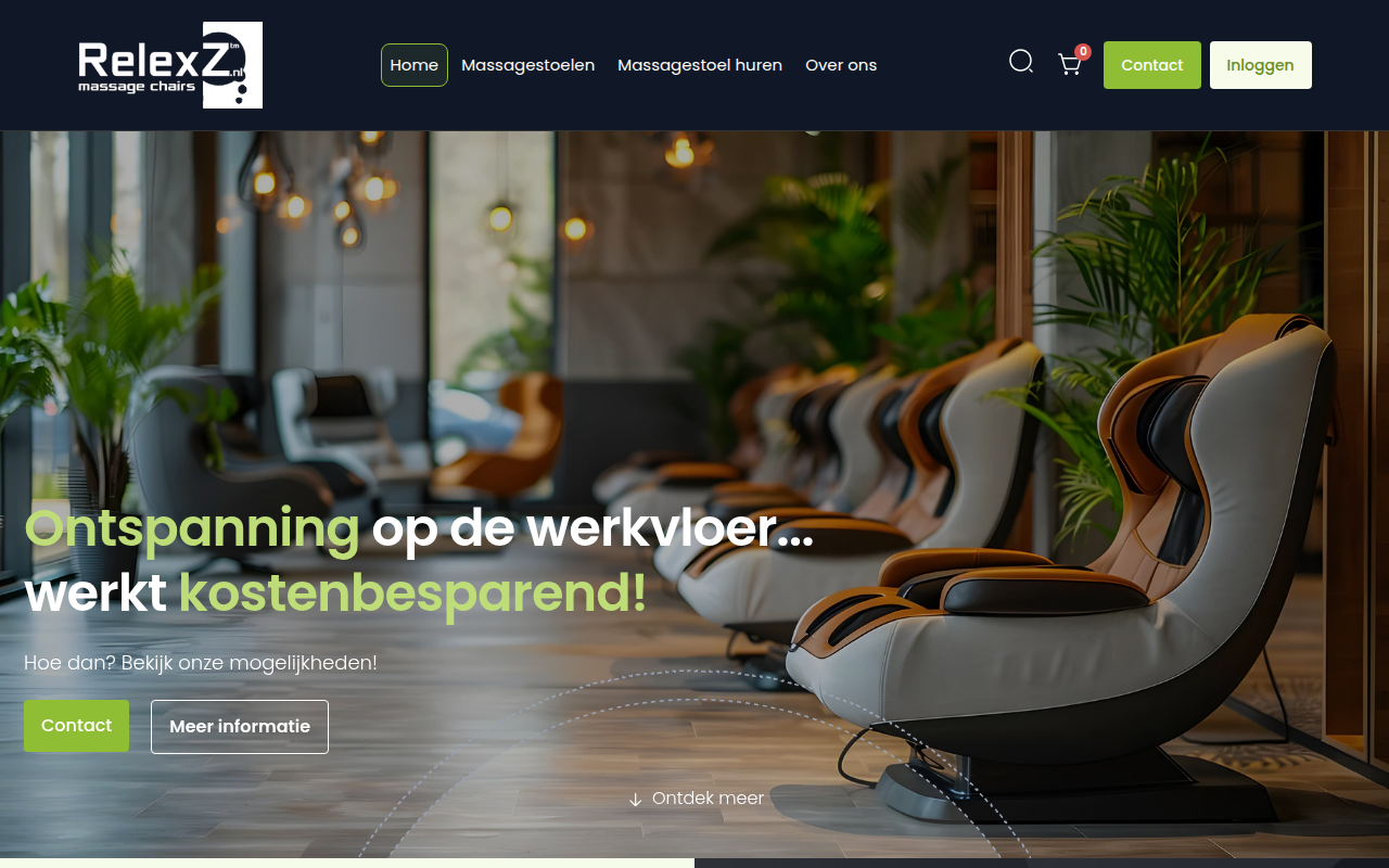 Screenshot van relexz.nl