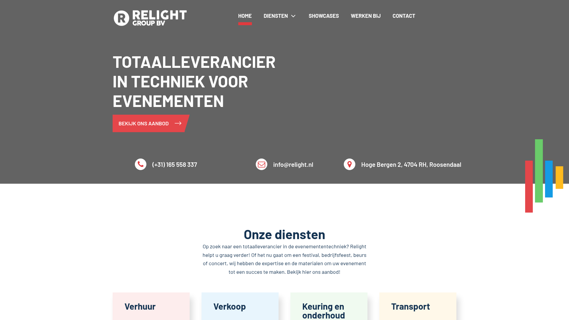 Screenshot van relight.nl