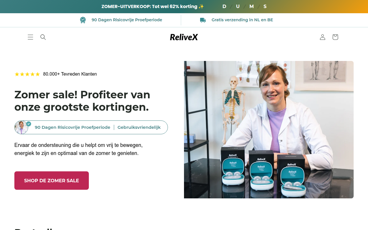 Screenshot van relivex.nl