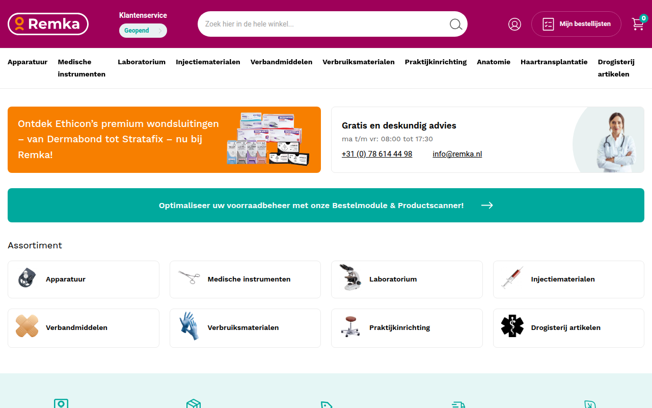 Screenshot van remka.nl