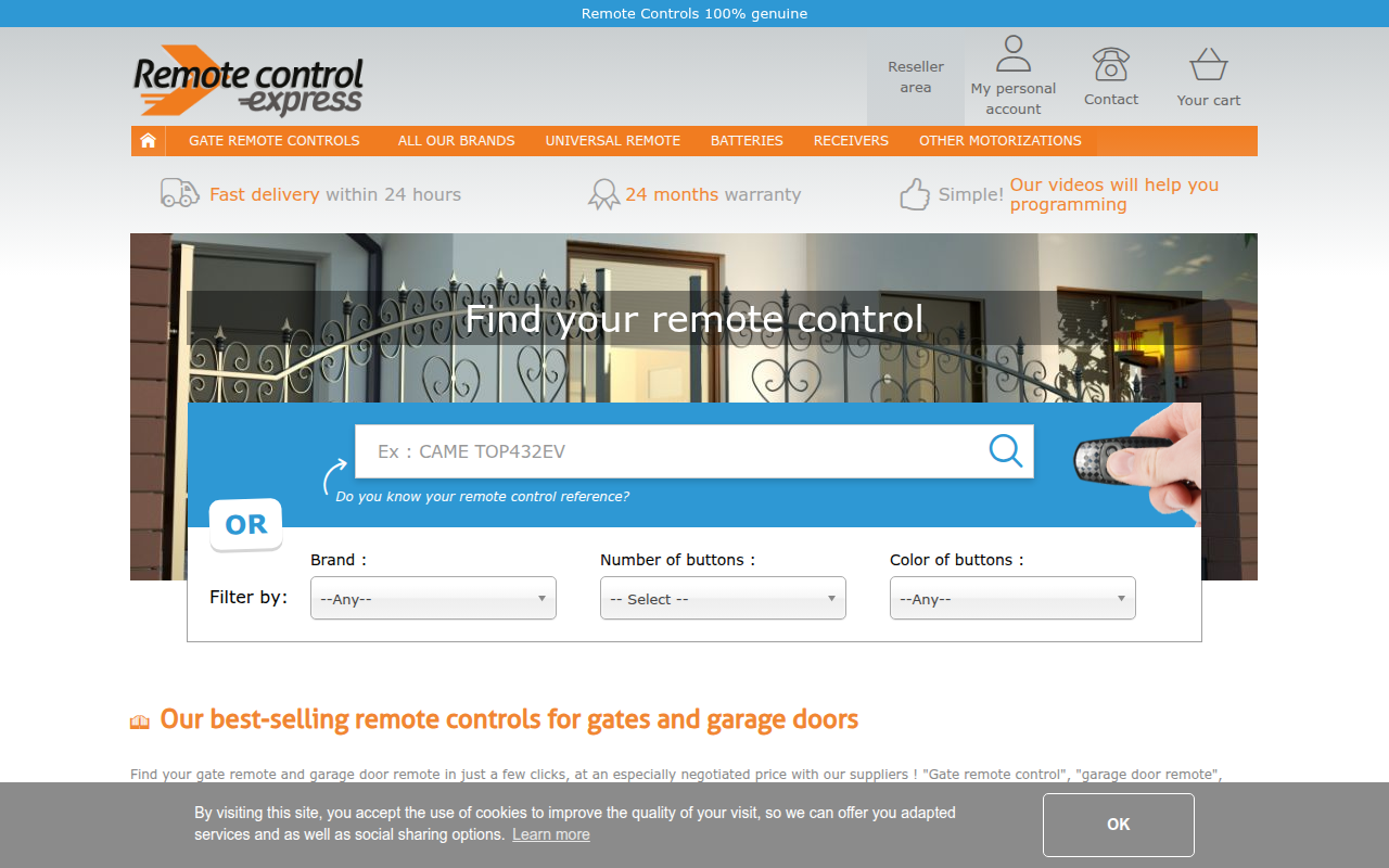 Screenshot van remotecontrol-express.com