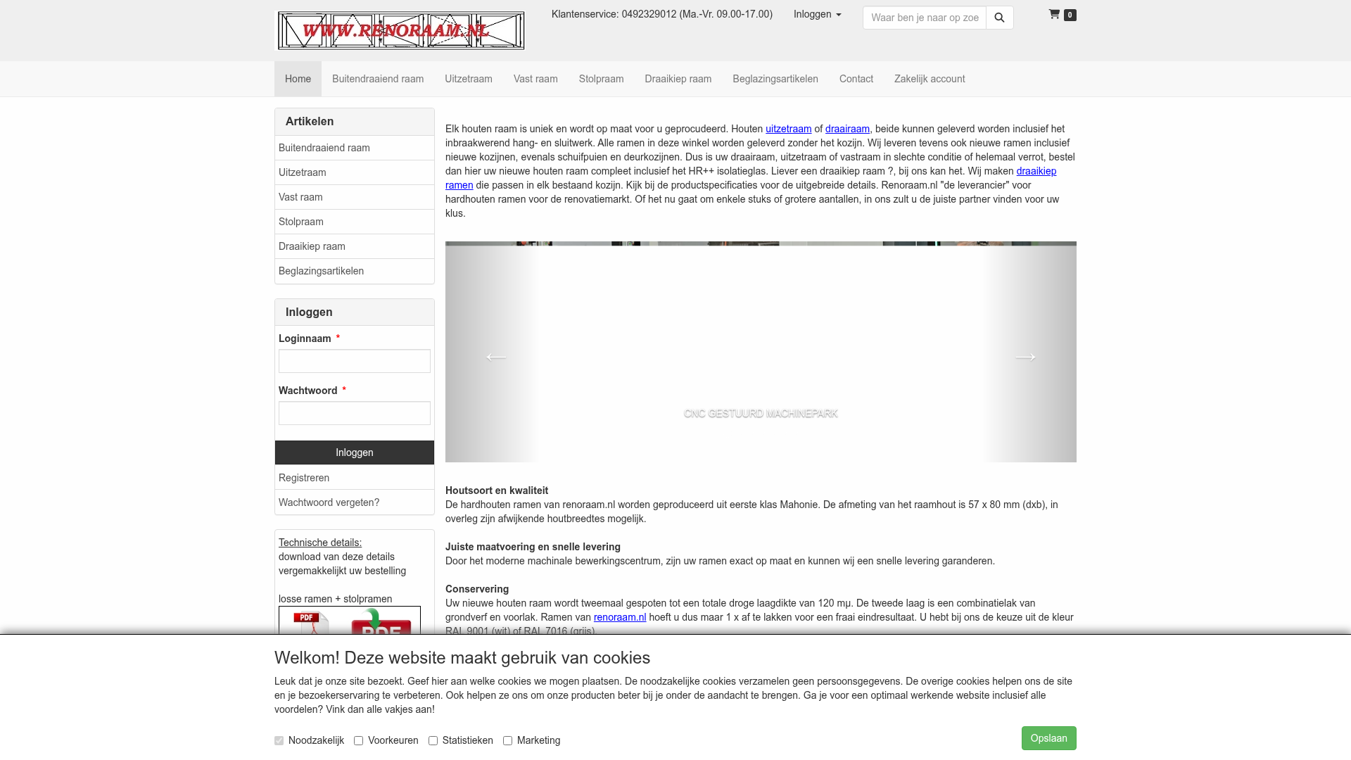 Screenshot van renoraam.nl