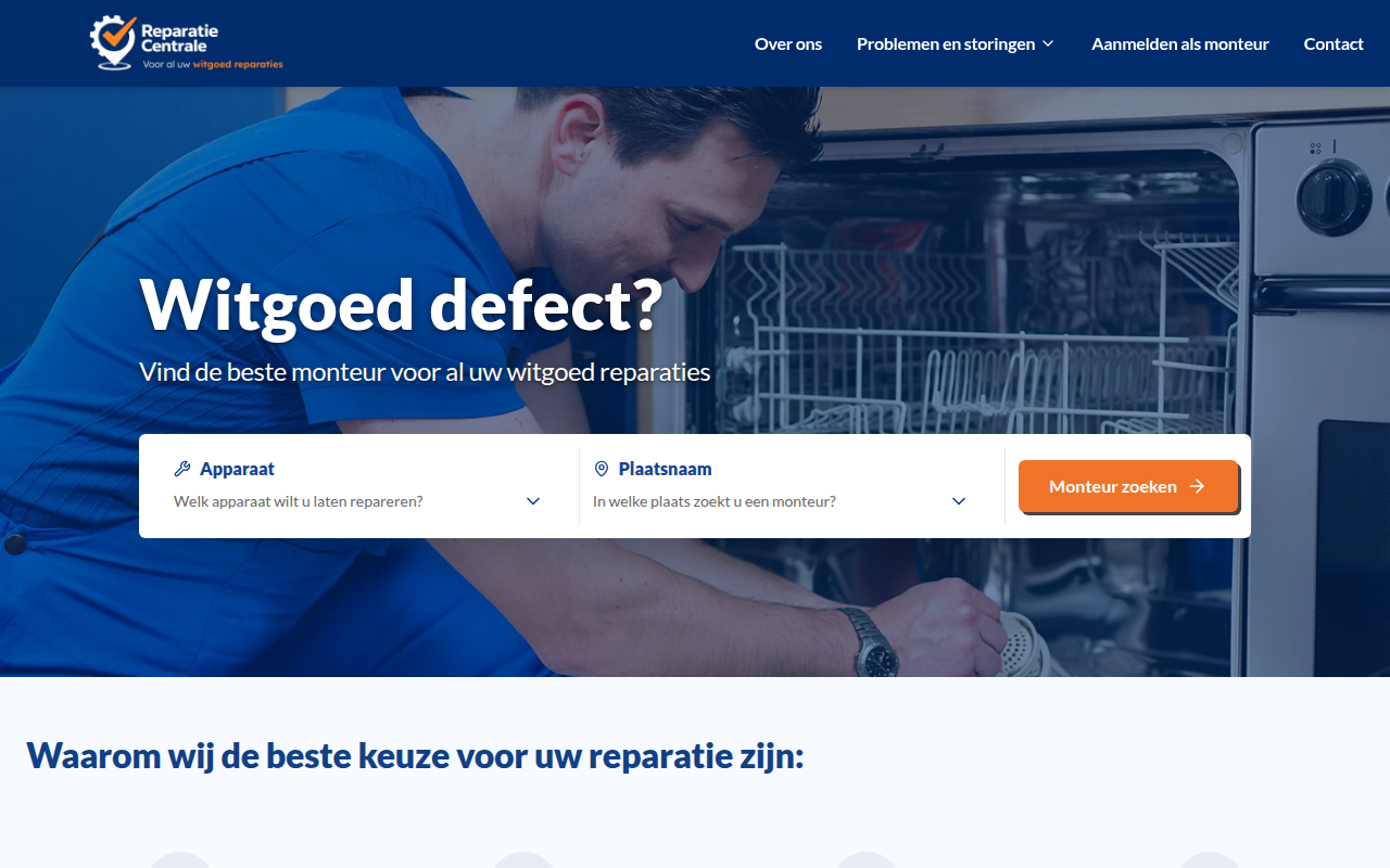 Screenshot van reparatiecentrale.nl