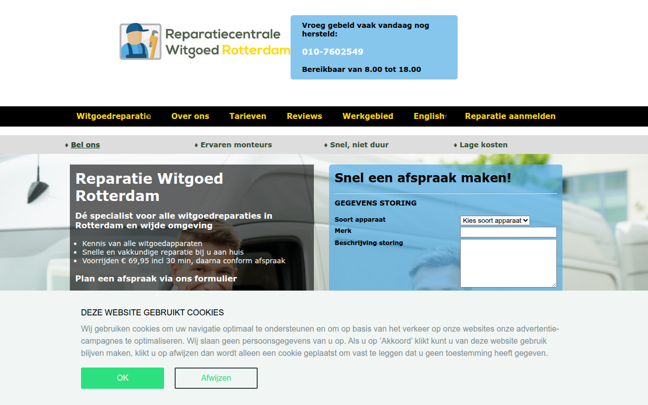 Screenshot van reparatiecentrale-witgoed-rotterdam.nl