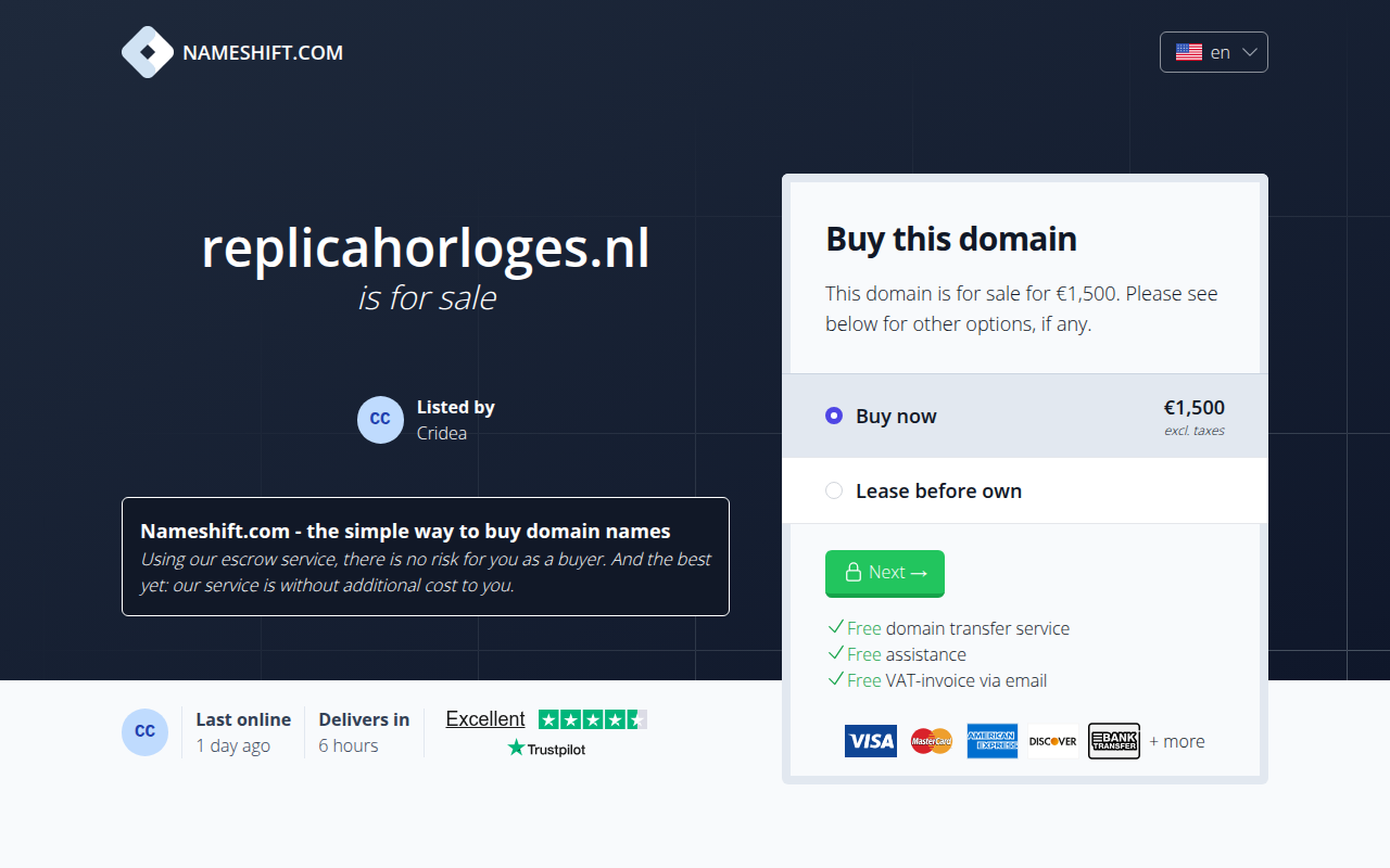 Screenshot van replicahorloges.nl