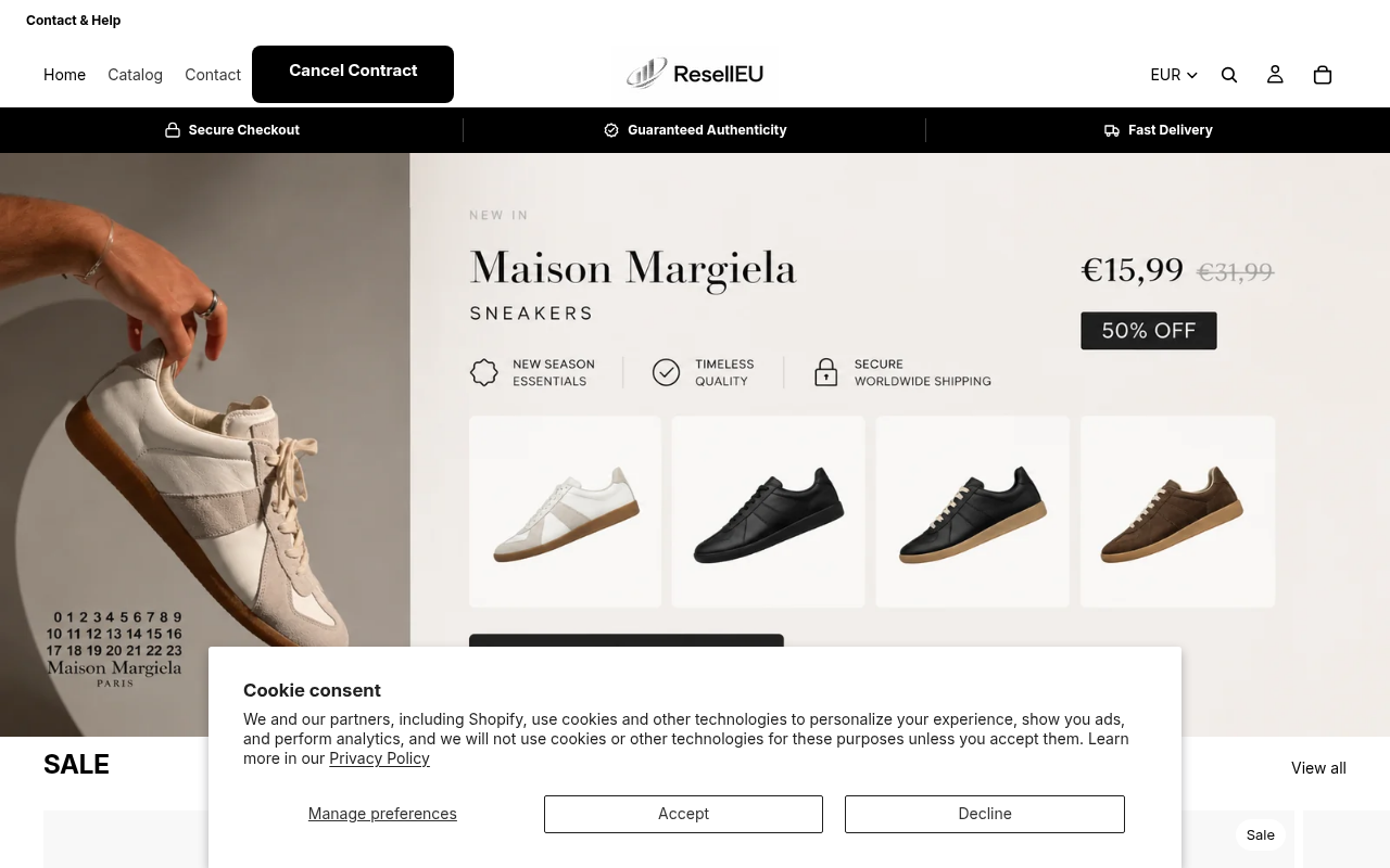 Screenshot van reselleu.com