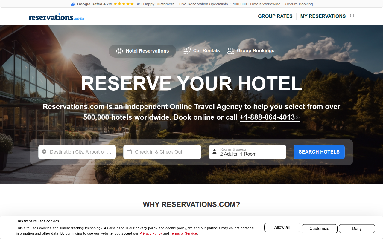 Screenshot van reservations.com