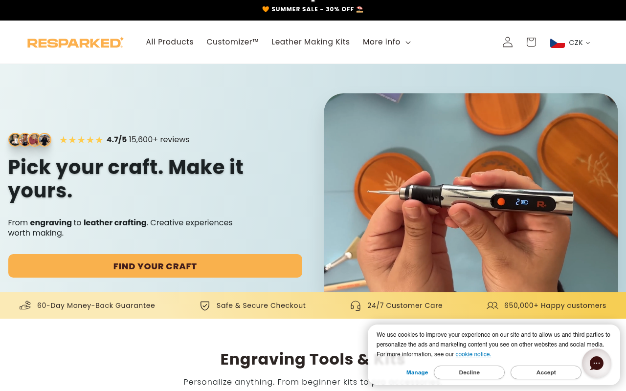 Screenshot van resparked.com
