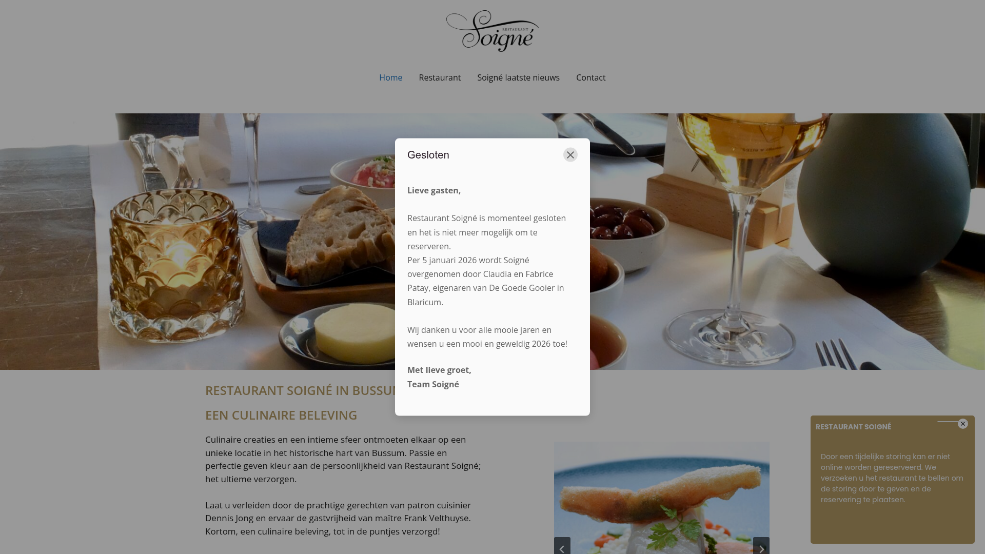 Screenshot van restaurantsoigne.nl