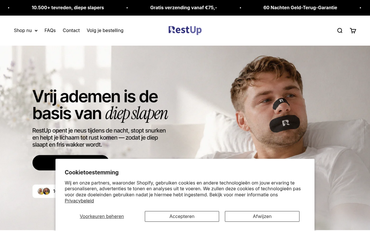 Screenshot van restup.nl