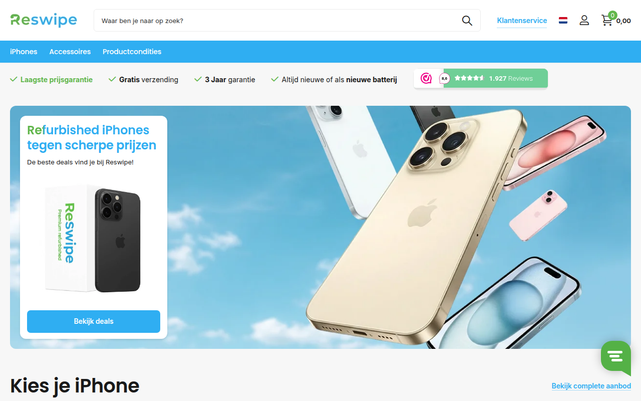 Screenshot van reswipe.be