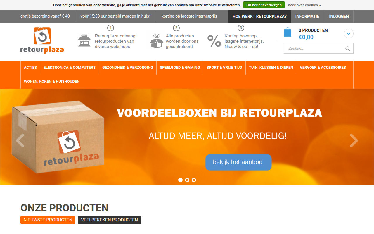 Screenshot van retourplaza.nl