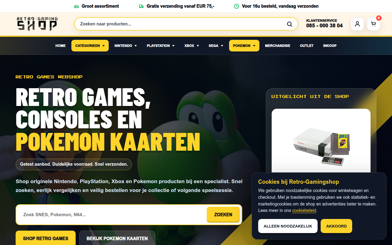 Screenshot van retro-gamingshop.nl