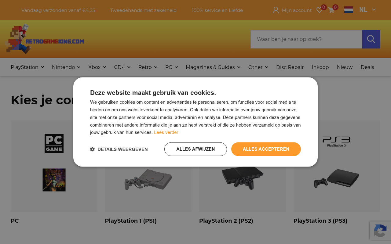 Screenshot van retrogameking.com