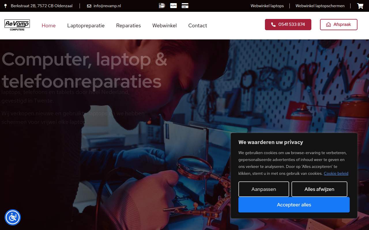 Screenshot van revamp.nl