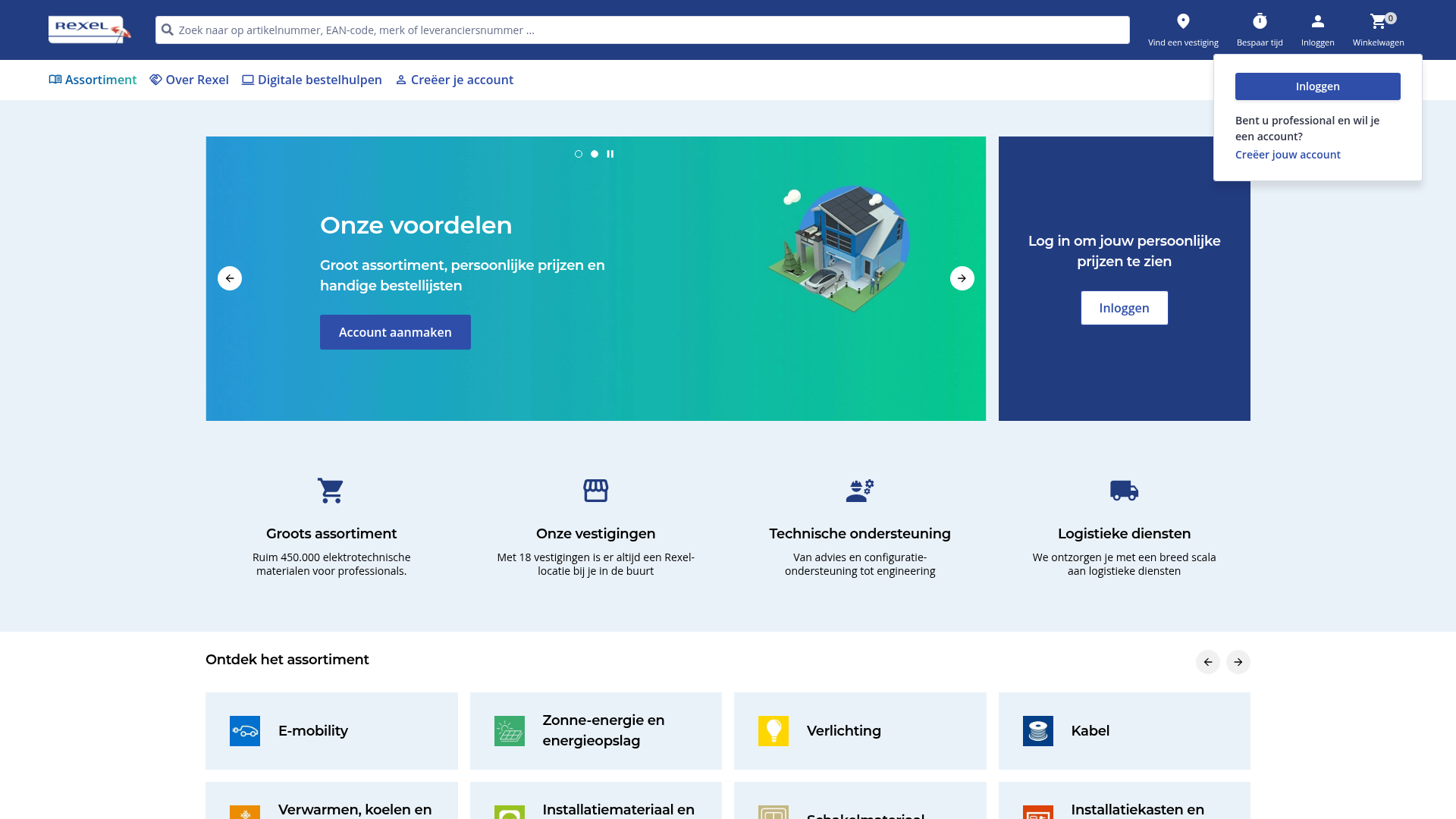 Screenshot van rexel.nl