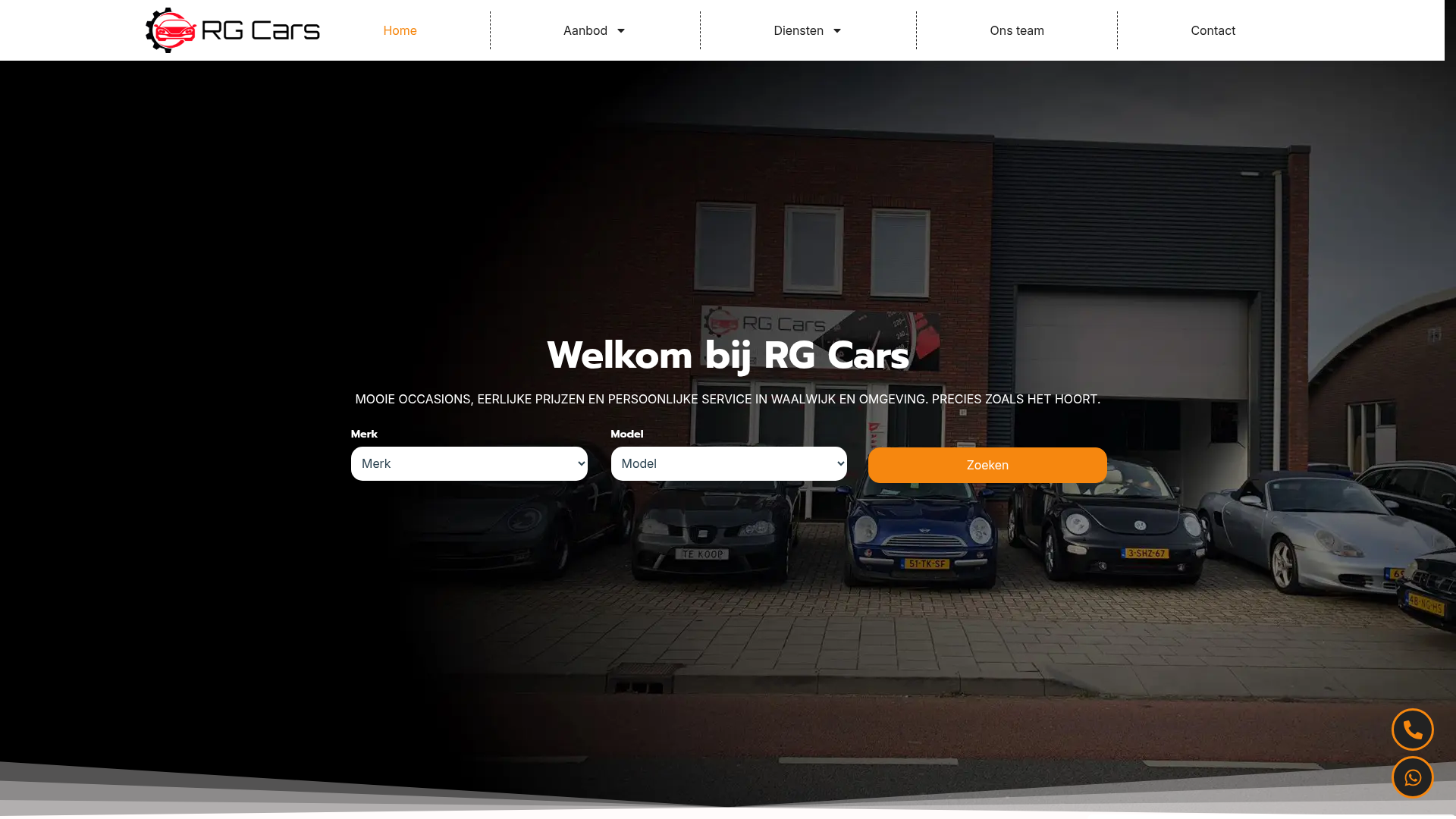 Screenshot van rgcars.nl