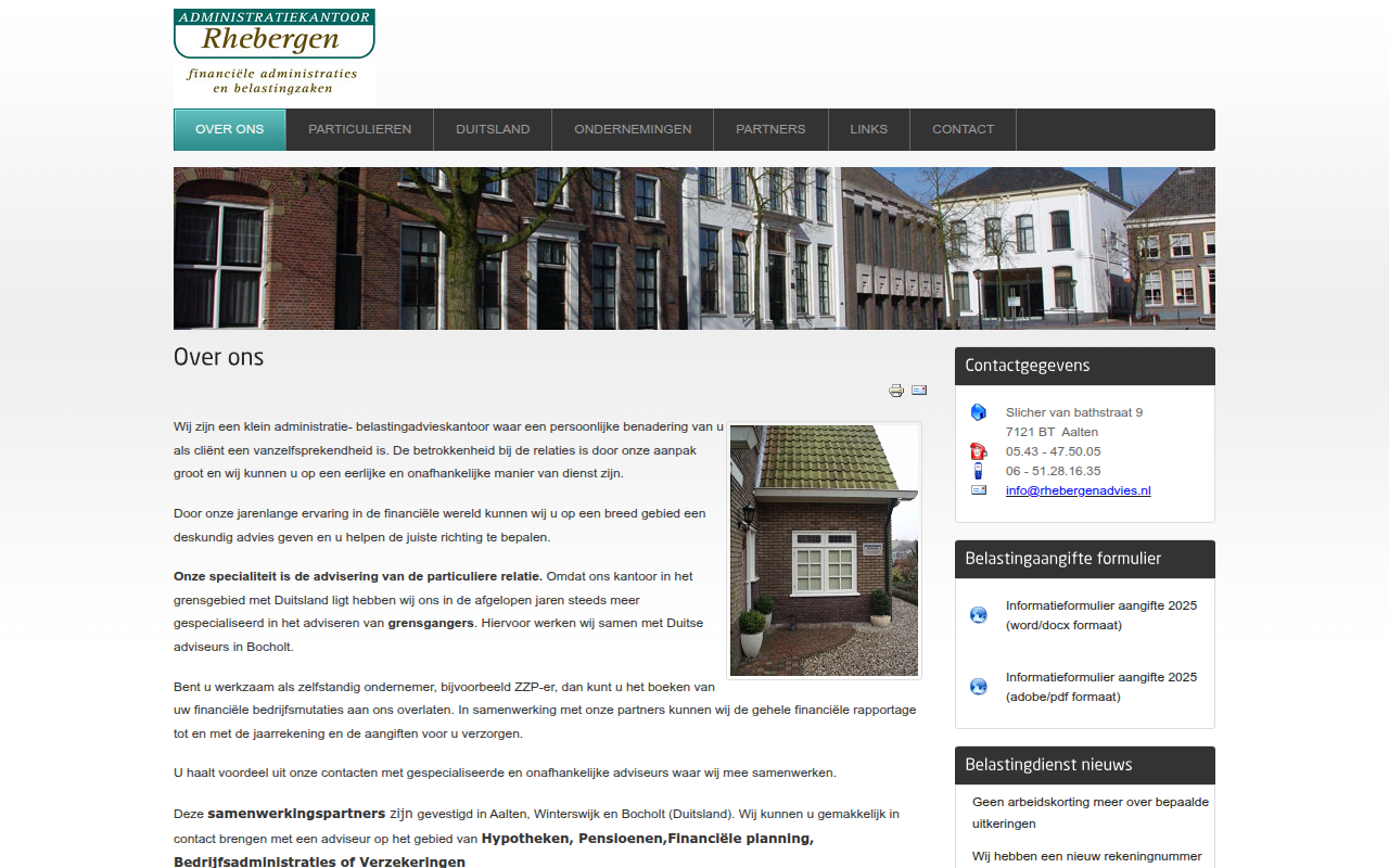 Screenshot van rhebergenadvies.nl
