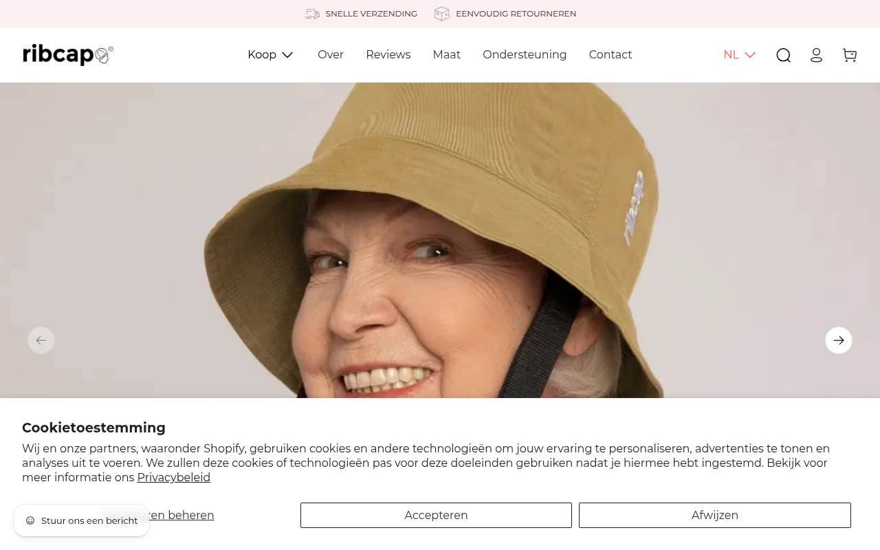 Screenshot van ribcap.nl