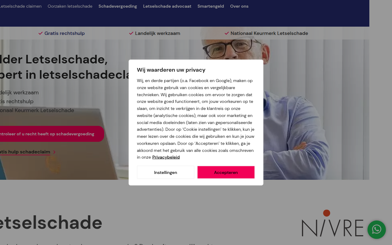Screenshot van ridder-letselschade.nl