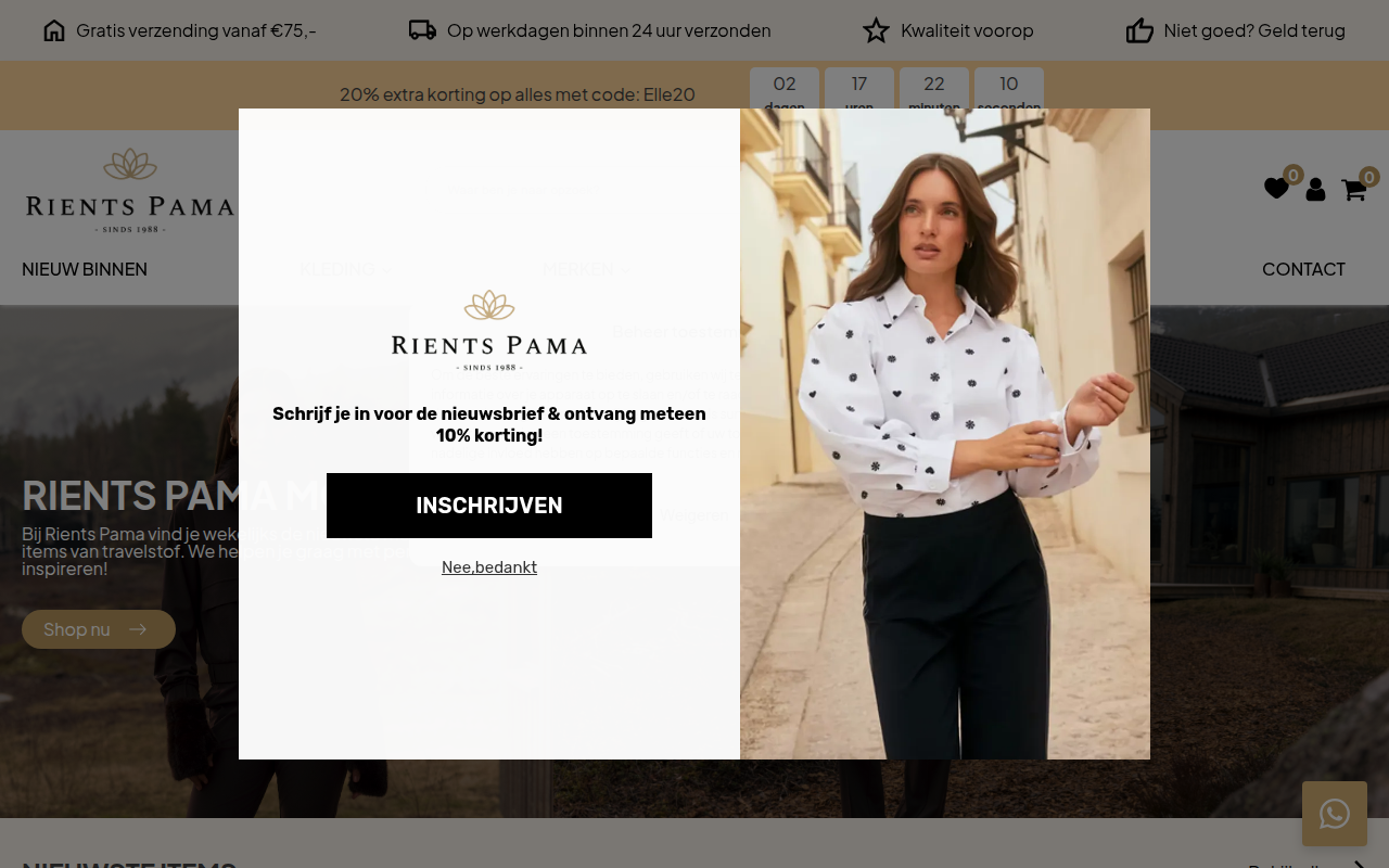 Screenshot van rientspama.nl