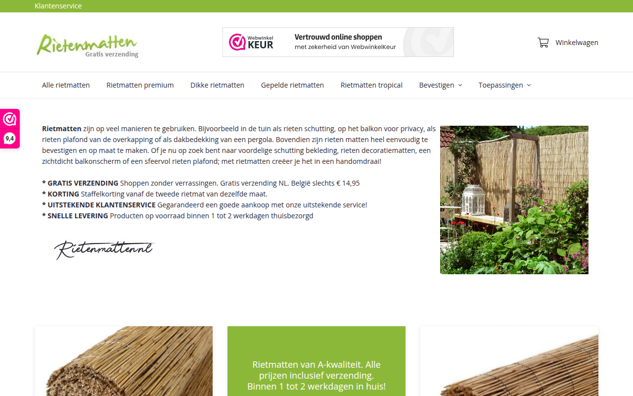 Screenshot van rietenmatten.nl