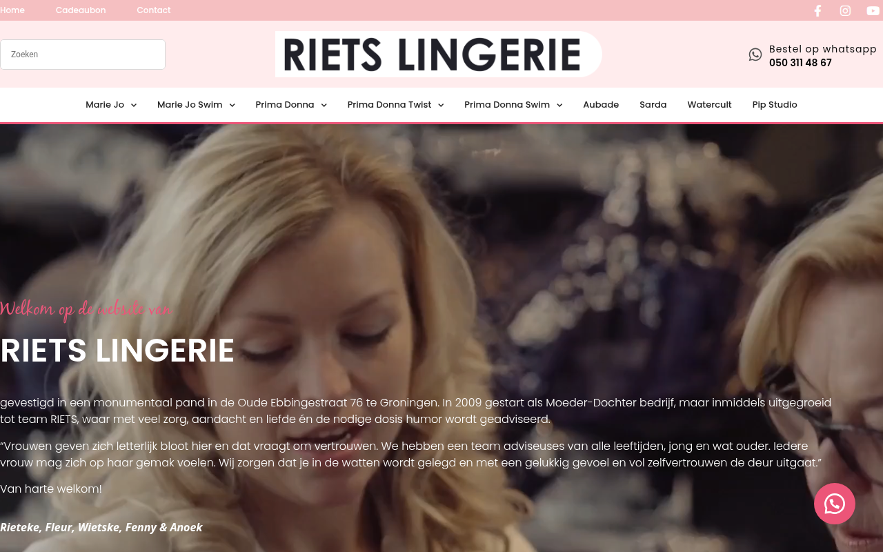 Screenshot van rietslingerie.nl