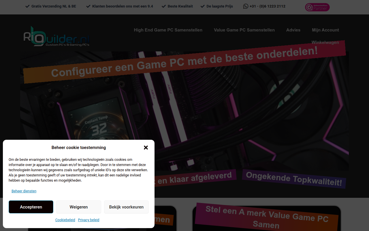 Screenshot van rigbuilder.nl